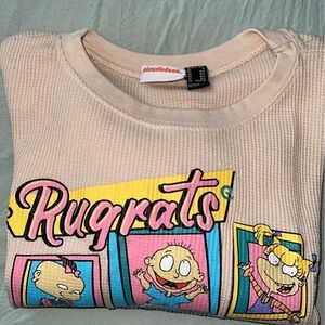 Nickelodeon Rugrats waffle knot cropped top Sz: M/L Color: Beige